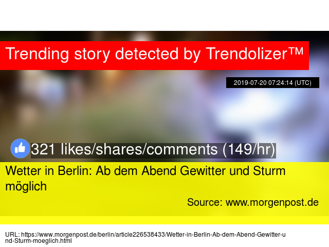 Wetter In Berlin Ab Dem Abend Gewitter Und Sturm M Ouml Glich
